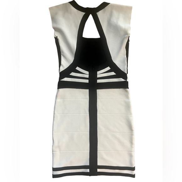 BEBE Bandage Dress White and Black size medium runs small - Picture 2 of 5